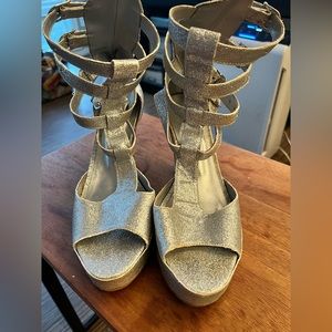 Silver Glitter Platform Samba Shoe (Brazil 39, US 9)